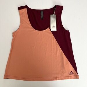 Adidas Maroon Peach Scoop Tank, Exercise‎ Tops, Sports Tops, Sports Tanks J7